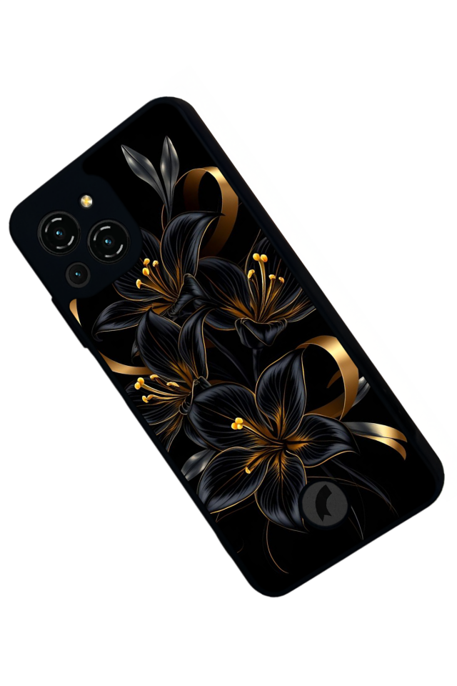 Reeder S23 Pro Max Uyumlu Yaldizli Cicek Tasarımlı Glossy Premium Kılıf