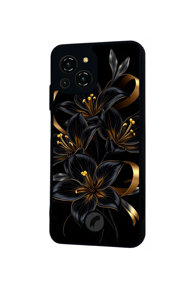 Reeder S23 Pro Max Uyumlu Yaldizli Cicek Tasarımlı Glossy Premium Kılıf