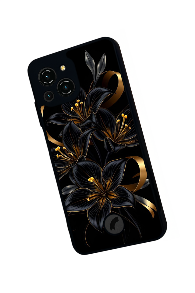 Reeder S23 Pro Max Uyumlu Yaldizli Cicek Tasarımlı Glossy Premium Kılıf