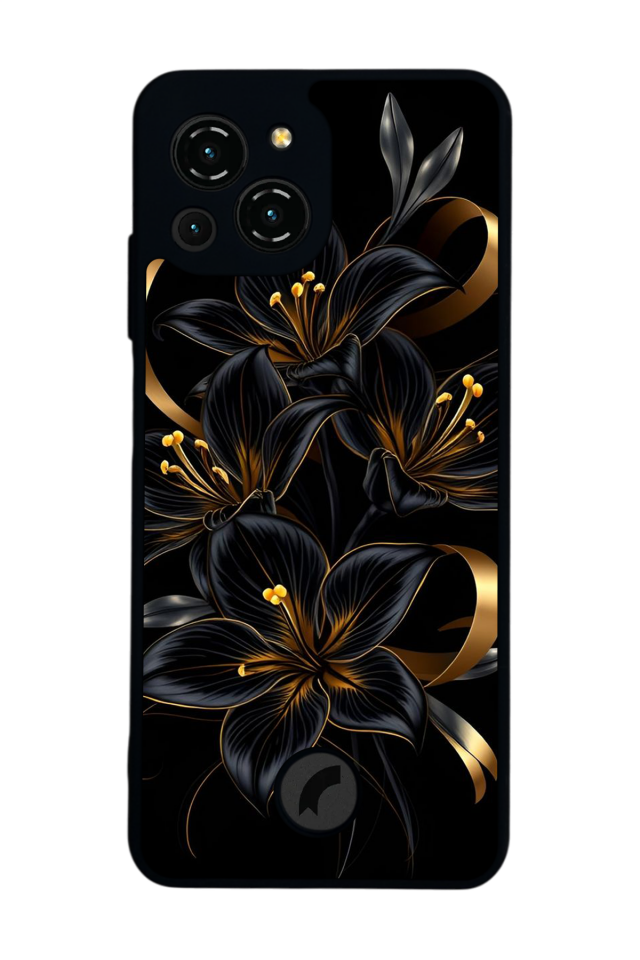 Reeder S23 Pro Max Uyumlu Yaldizli Cicek Tasarımlı Glossy Premium Kılıf