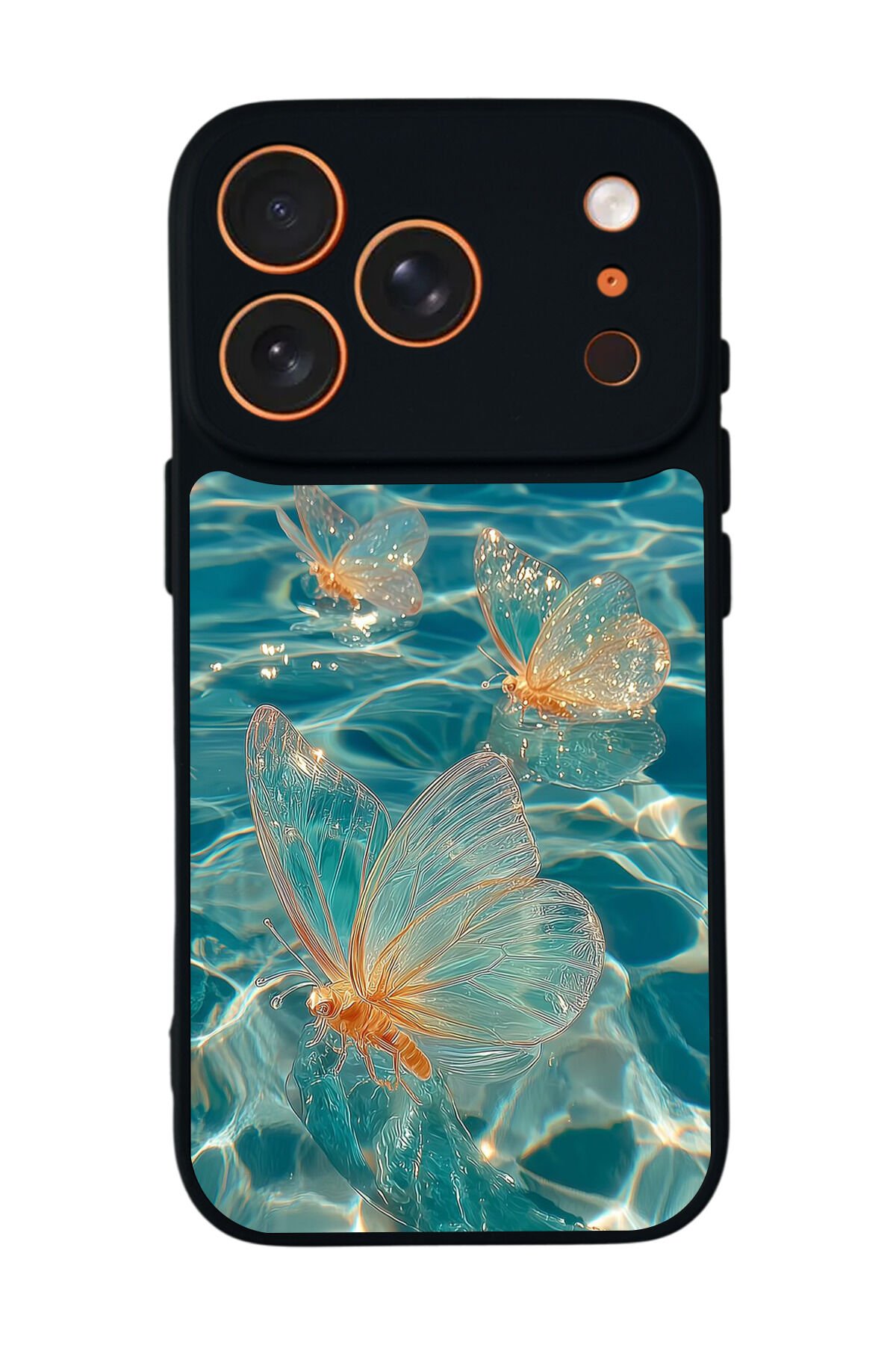 iPhone 17 Pro Uyumlu Kelebek Tasarımlı Glossy Premium Kılıf