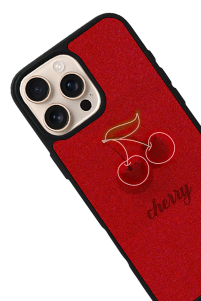 iPhone 16 Pro Max Uyumlu Kiraz Tasarımlı Glossy Premium Kılıf