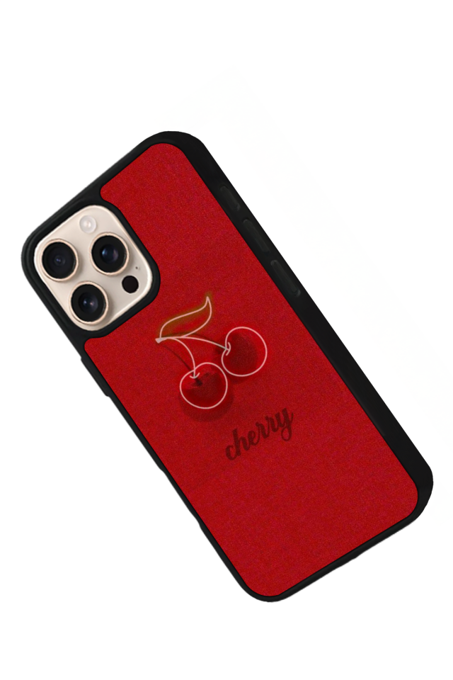 iPhone 16 Pro Max Uyumlu Kiraz Tasarımlı Glossy Premium Kılıf