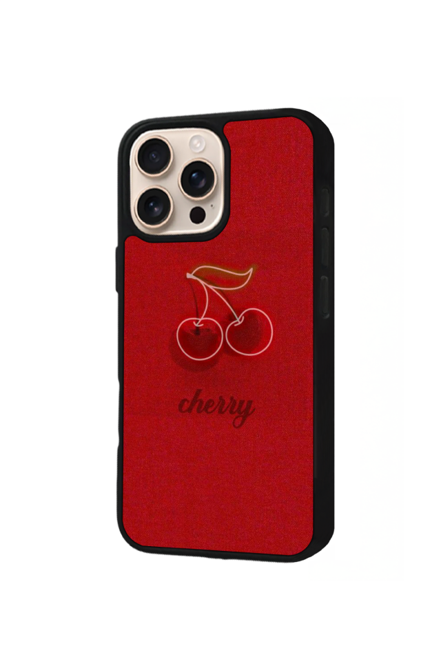 iPhone 16 Pro Max Uyumlu Kiraz Tasarımlı Glossy Premium Kılıf