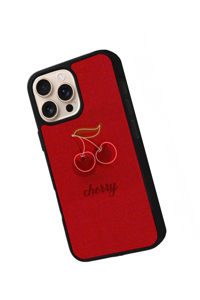 iPhone 16 Pro Max Uyumlu Kiraz Tasarımlı Glossy Premium Kılıf