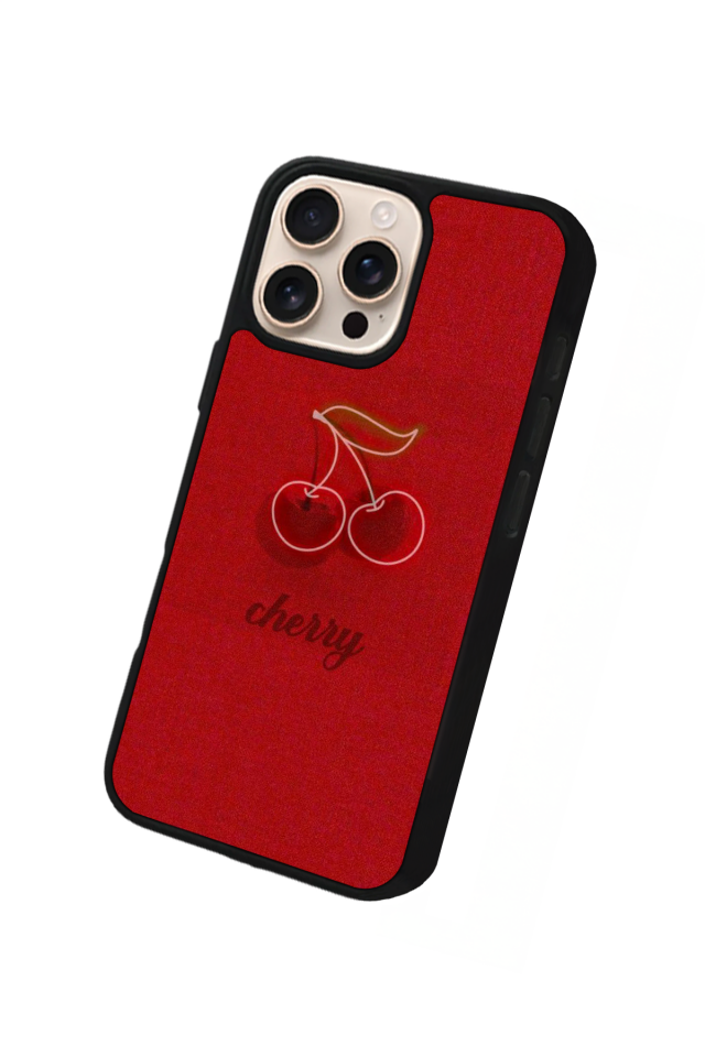 iPhone 16 Pro Max Uyumlu Kiraz Tasarımlı Glossy Premium Kılıf