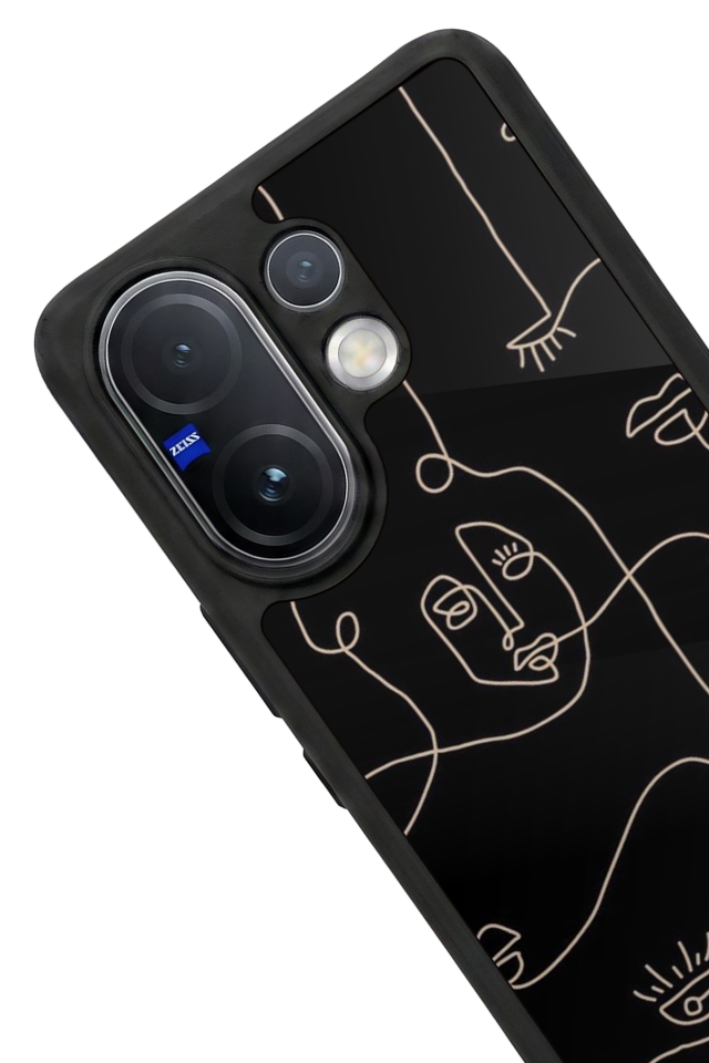 Vivo V60 Uyumlu Line Art Tasarımlı Glossy Premium Kılıf