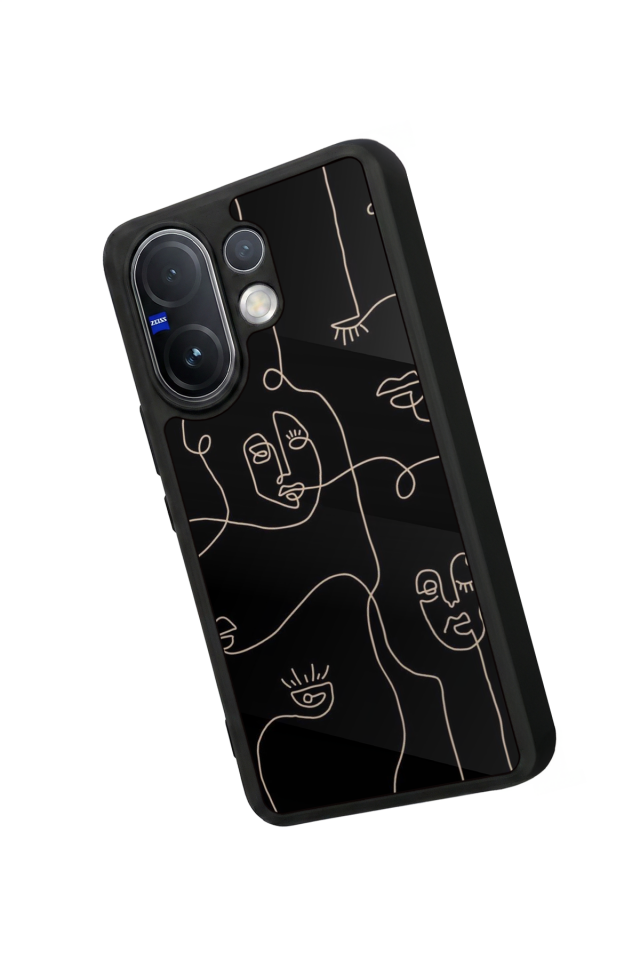 Vivo V60 Uyumlu Line Art Tasarımlı Glossy Premium Kılıf