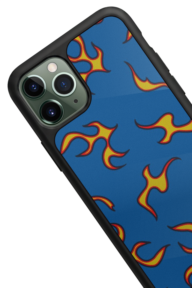 iPhone 11 Pro Max Uyumlu Retro Flame Patterns Tasarımlı Glossy Premium Kılıf
