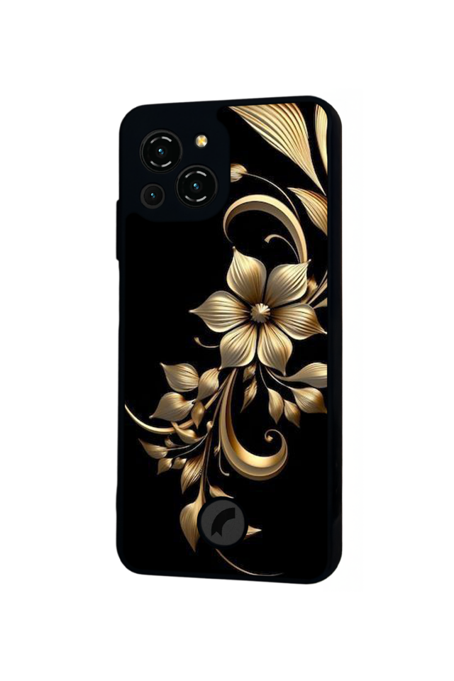 Reeder S23 Pro Max Uyumlu Yaldizli Cicek Tasarımlı Glossy Premium Kılıf