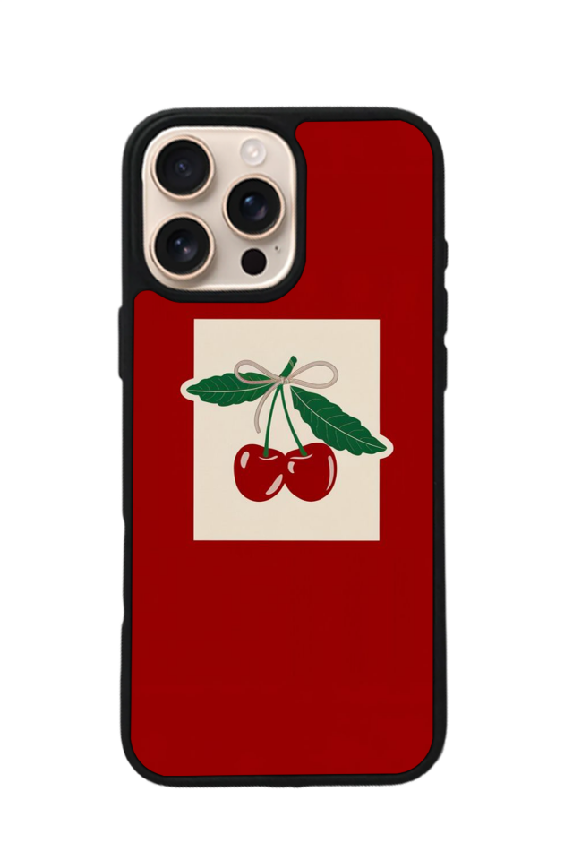 iPhone 16 Pro Max Uyumlu Kiraz Tasarımlı Glossy Premium Kılıf