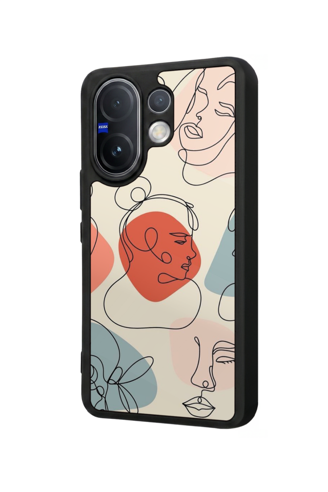 Vivo V60 Uyumlu Line Art Tasarımlı Glossy Premium Kılıf