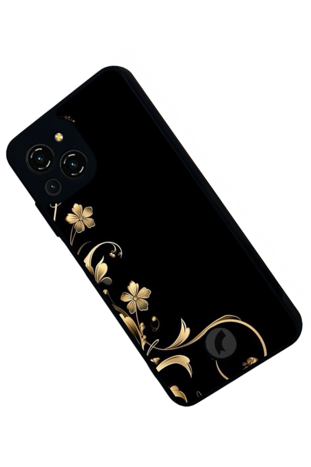 Reeder S23 Pro Max Uyumlu Yaldizli Cicek Tasarımlı Glossy Premium Kılıf