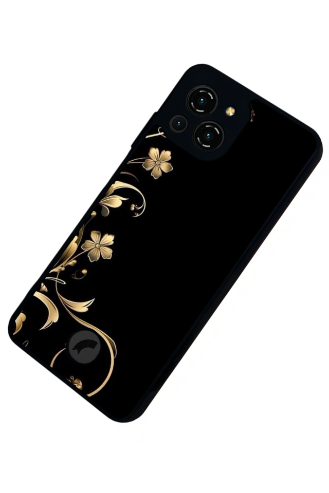 Reeder S23 Pro Max Uyumlu Yaldizli Cicek Tasarımlı Glossy Premium Kılıf