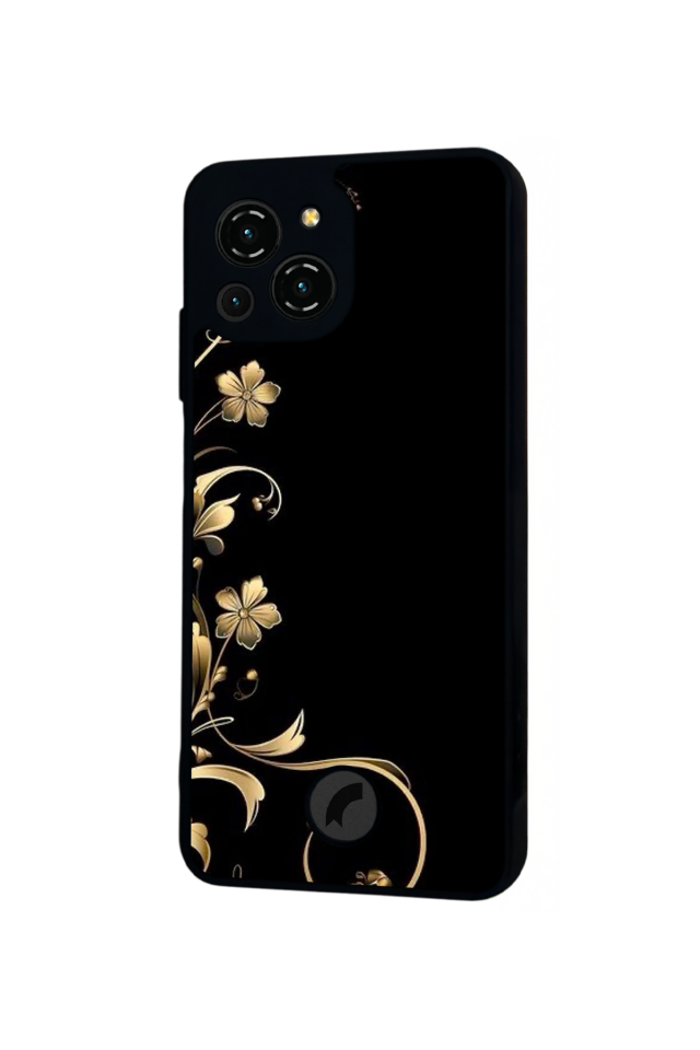 Reeder S23 Pro Max Uyumlu Yaldizli Cicek Tasarımlı Glossy Premium Kılıf