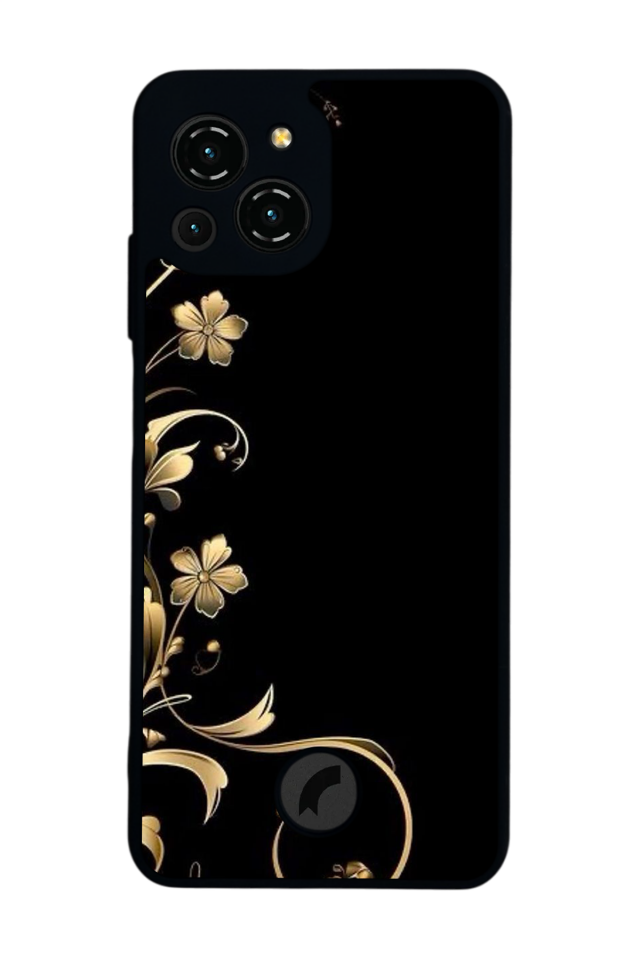 Reeder S23 Pro Max Uyumlu Yaldizli Cicek Tasarımlı Glossy Premium Kılıf