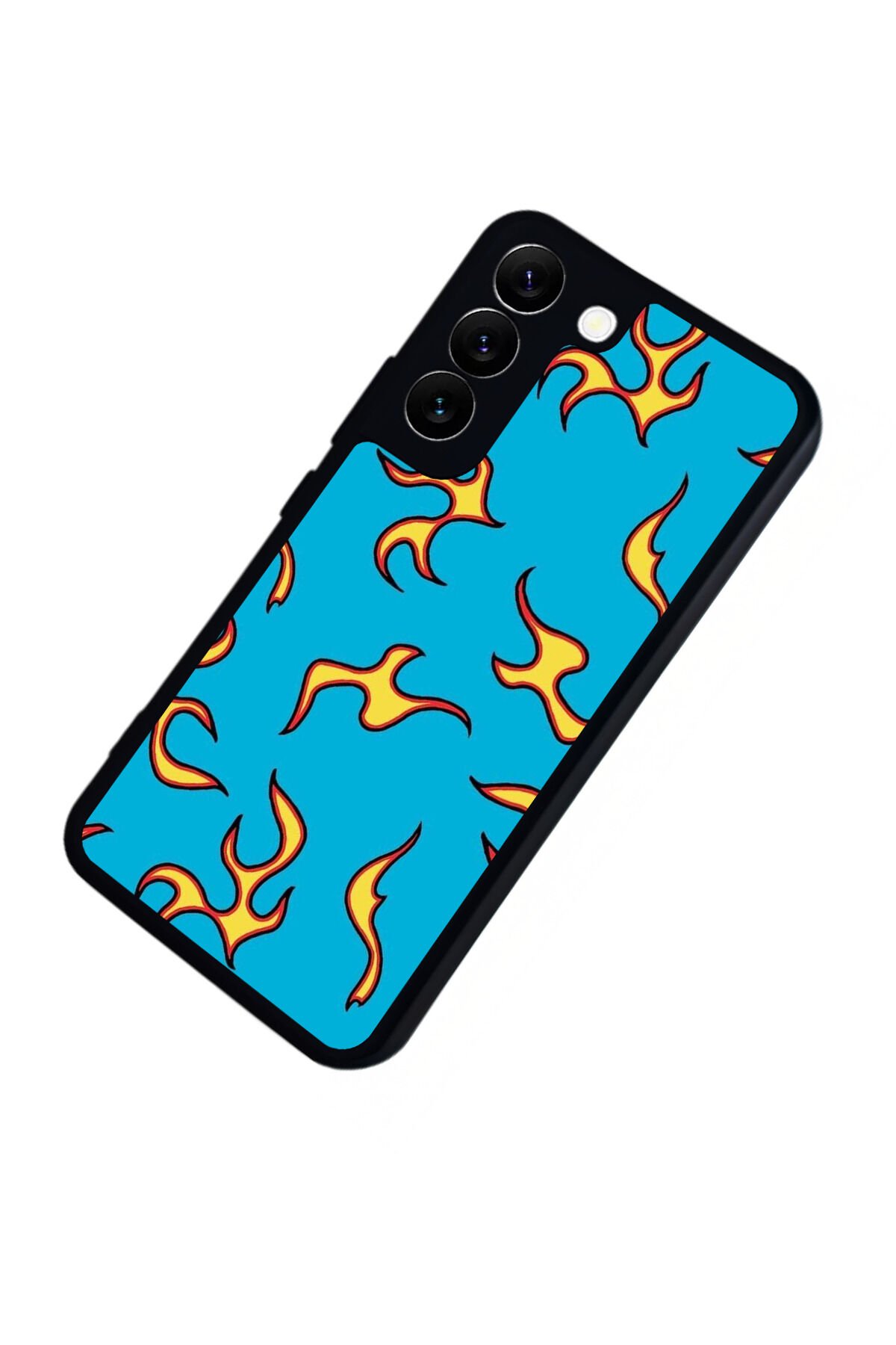 Samsung Galaxy S22 Uyumlu Retro Flame Patterns Tasarımlı Glossy Premium Kılıf