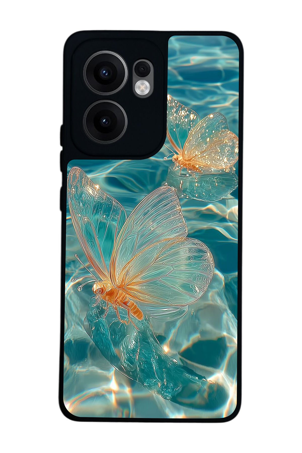 Oppo Reno 13F Uyumlu Kelebek Tasarımlı Glossy Premium Kılıf