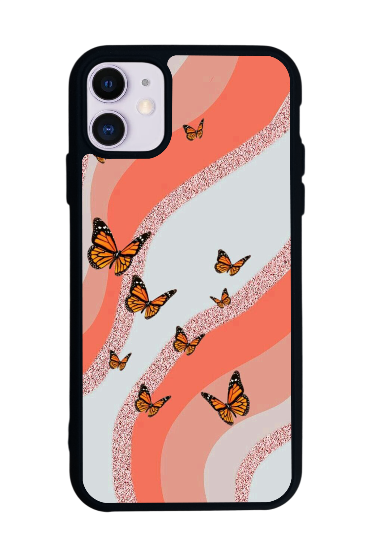 iPhone 11 Uyumlu Kelebek Tasarımlı Glossy Premium Kılıf