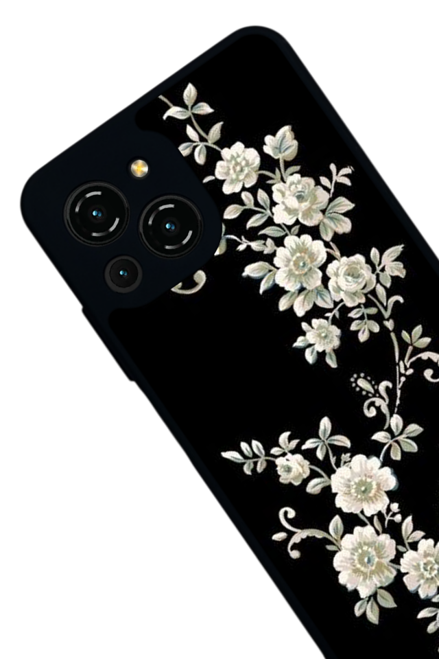 Reeder S23 Pro Max Uyumlu Yaldizli Cicek Tasarımlı Glossy Premium Kılıf