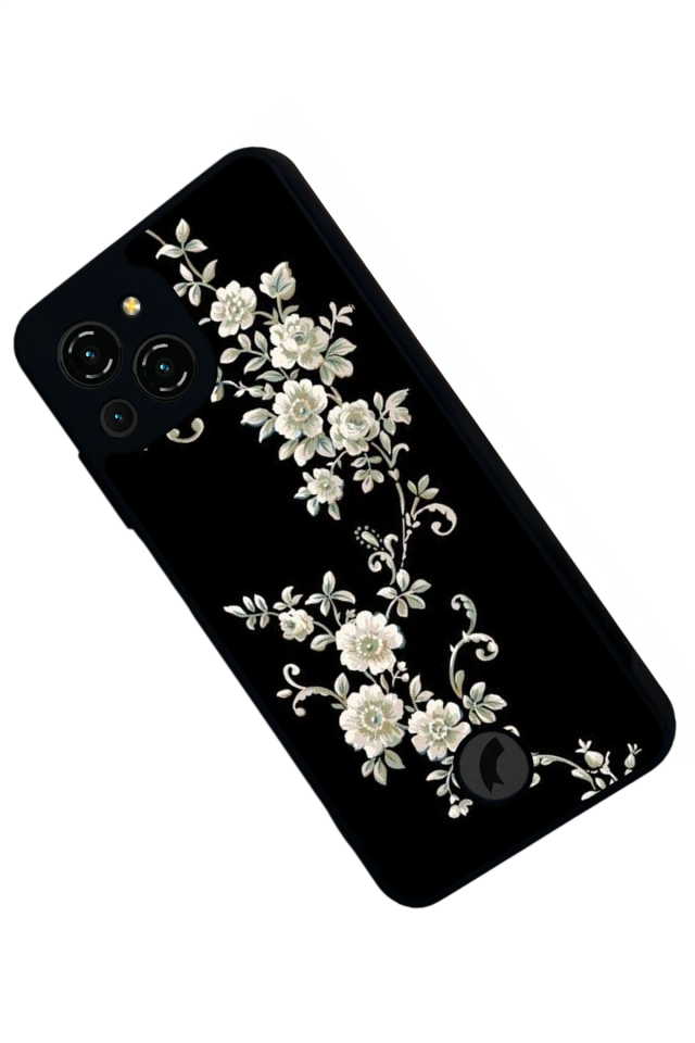 Reeder S23 Pro Max Uyumlu Yaldizli Cicek Tasarımlı Glossy Premium Kılıf