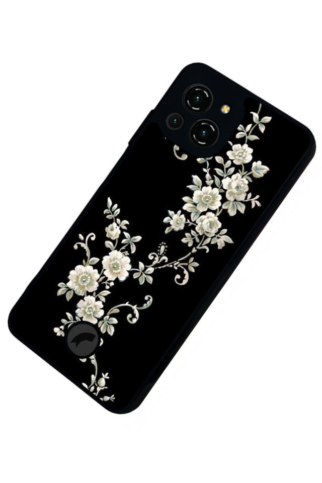 Reeder S23 Pro Max Uyumlu Yaldizli Cicek Tasarımlı Glossy Premium Kılıf