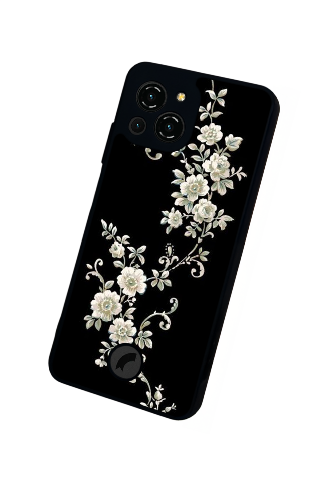 Reeder S23 Pro Max Uyumlu Yaldizli Cicek Tasarımlı Glossy Premium Kılıf