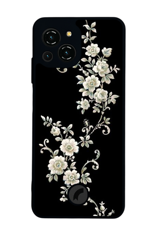 Reeder S23 Pro Max Uyumlu Yaldizli Cicek Tasarımlı Glossy Premium Kılıf