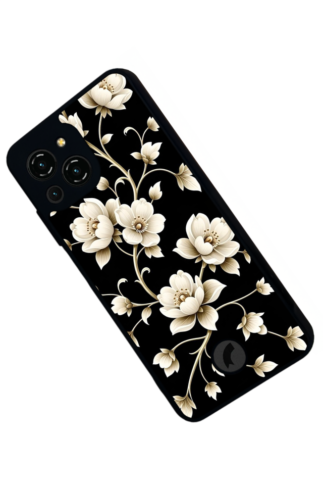 Reeder S23 Pro Max Uyumlu Yaldizli Cicek Tasarımlı Glossy Premium Kılıf