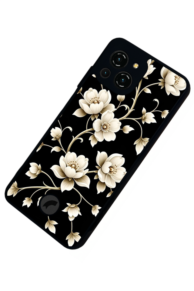 Reeder S23 Pro Max Uyumlu Yaldizli Cicek Tasarımlı Glossy Premium Kılıf