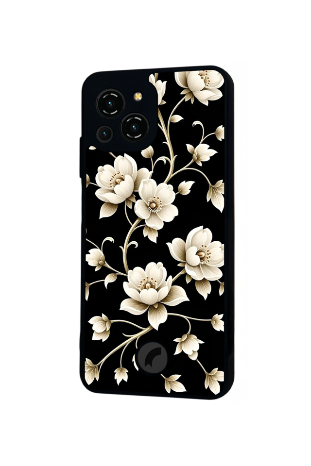 Reeder S23 Pro Max Uyumlu Yaldizli Cicek Tasarımlı Glossy Premium Kılıf