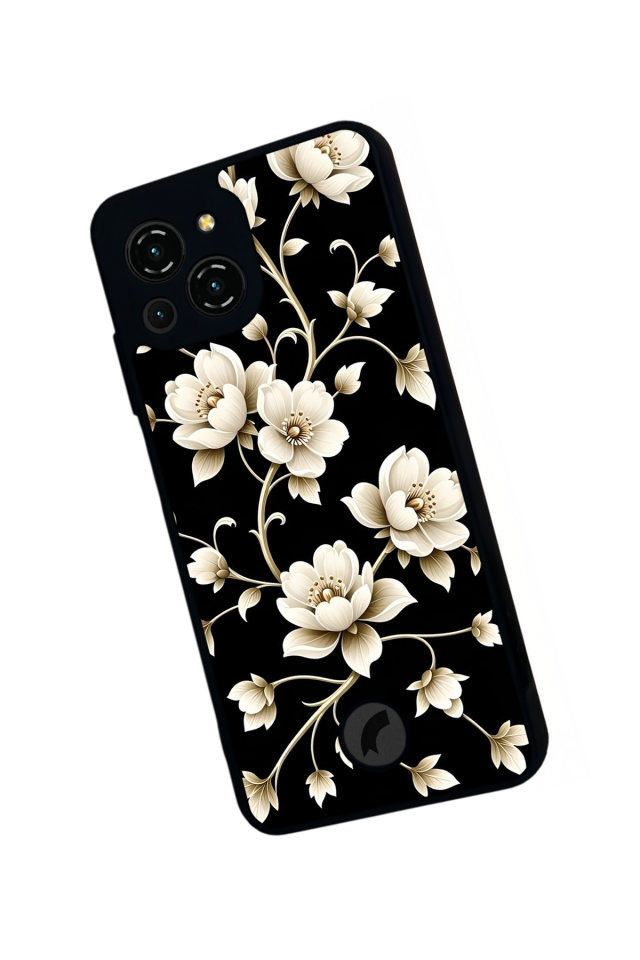 Reeder S23 Pro Max Uyumlu Yaldizli Cicek Tasarımlı Glossy Premium Kılıf