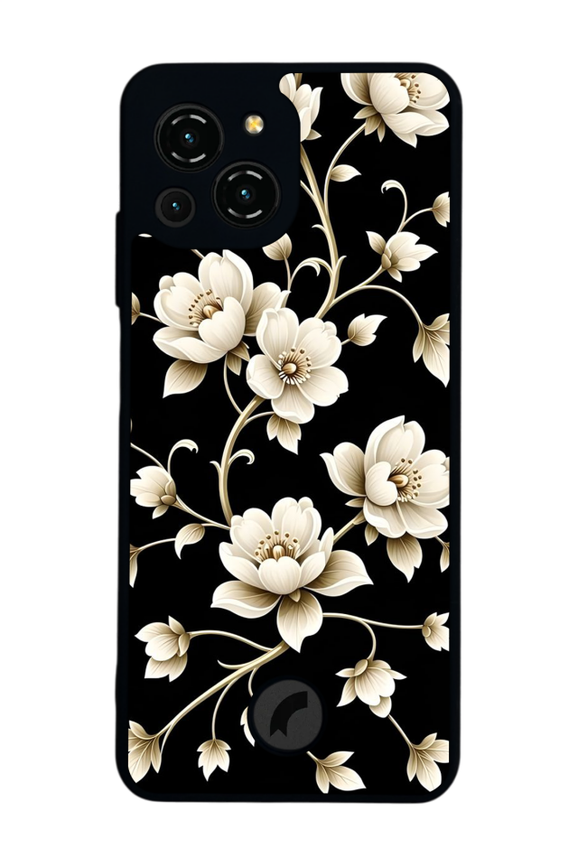 Reeder S23 Pro Max Uyumlu Yaldizli Cicek Tasarımlı Glossy Premium Kılıf