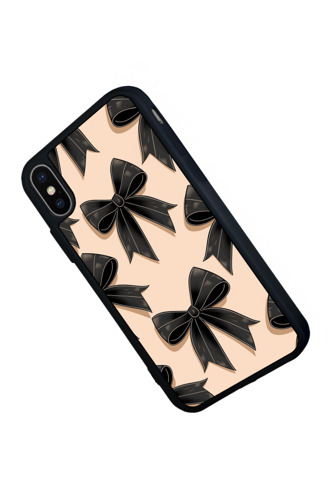 iPhone X/ XS Uyumlu Kurdele Tasarımlı Glossy Premium Kılıf
