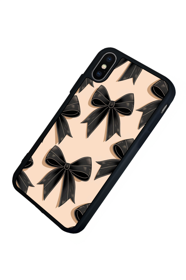iPhone X/ XS Uyumlu Kurdele Tasarımlı Glossy Premium Kılıf