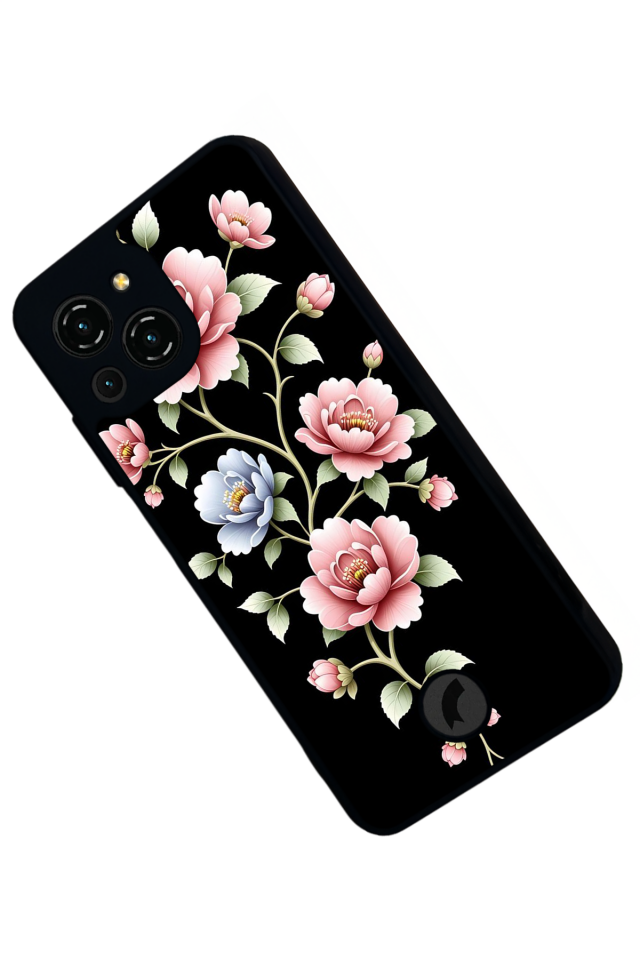 Reeder S23 Pro Max Uyumlu Yaldizli Cicek Tasarımlı Glossy Premium Kılıf