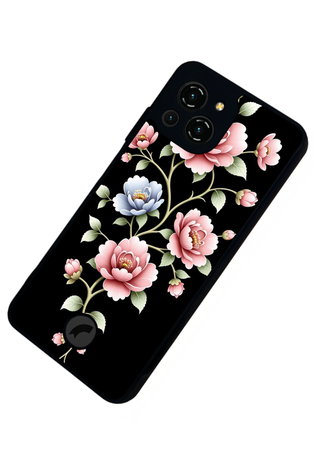 Reeder S23 Pro Max Uyumlu Yaldizli Cicek Tasarımlı Glossy Premium Kılıf