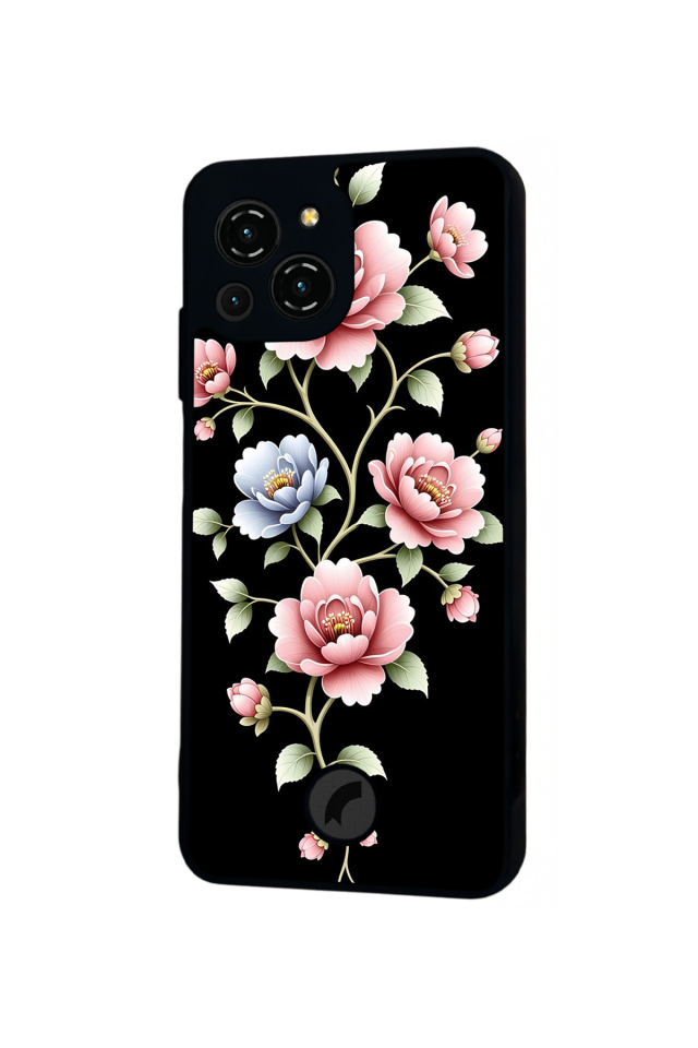 Reeder S23 Pro Max Uyumlu Yaldizli Cicek Tasarımlı Glossy Premium Kılıf