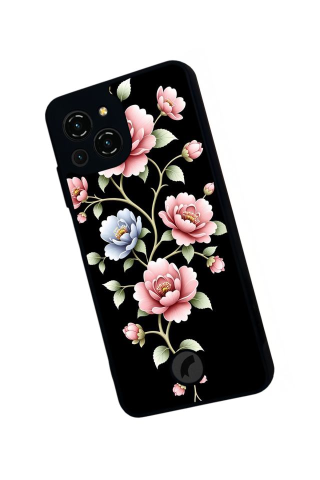 Reeder S23 Pro Max Uyumlu Yaldizli Cicek Tasarımlı Glossy Premium Kılıf