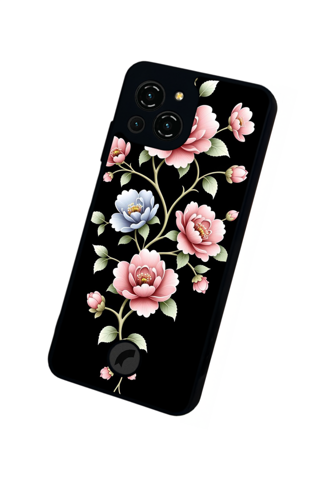 Reeder S23 Pro Max Uyumlu Yaldizli Cicek Tasarımlı Glossy Premium Kılıf