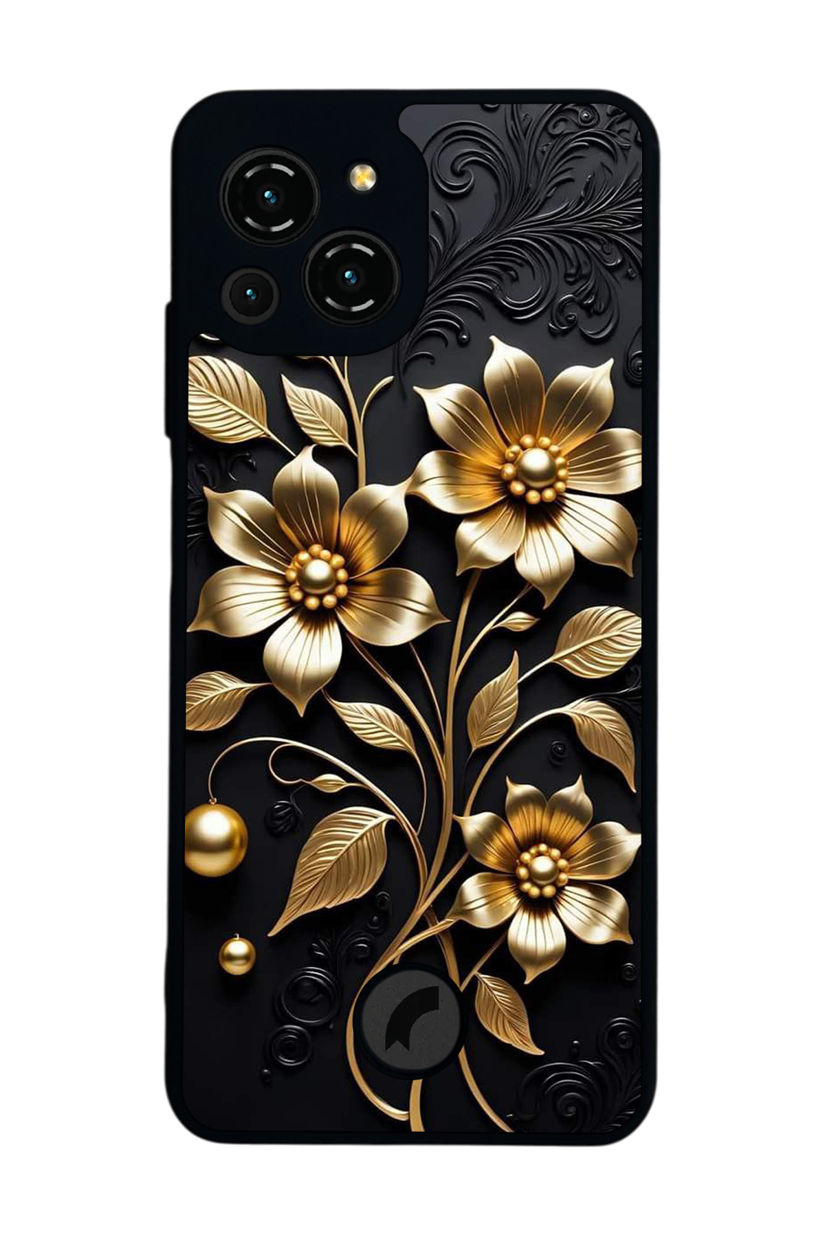 Reeder S23 Pro Max Uyumlu Yaldizli Cicek Tasarımlı Glossy Premium Kılıf