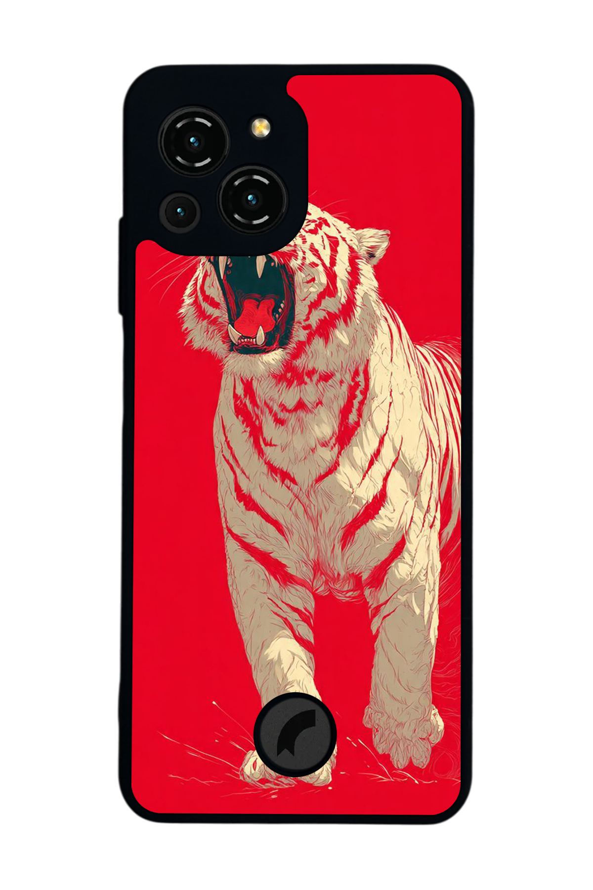 Reeder S23 Pro Max Uyumlu Kirmizi ve Kaplan Tasarımlı Glossy Premium Kılıf