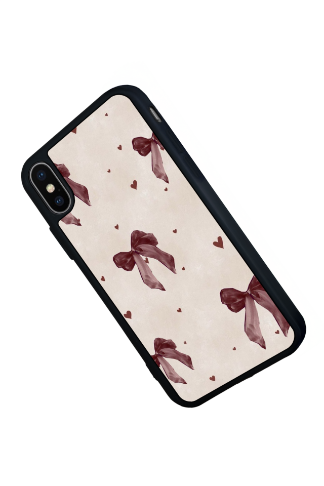 iPhone X/ XS Uyumlu Kurdele Tasarımlı Glossy Premium Kılıf