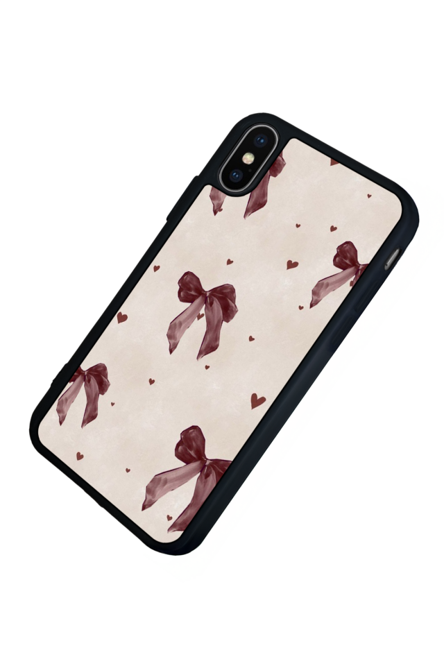 iPhone X/ XS Uyumlu Kurdele Tasarımlı Glossy Premium Kılıf