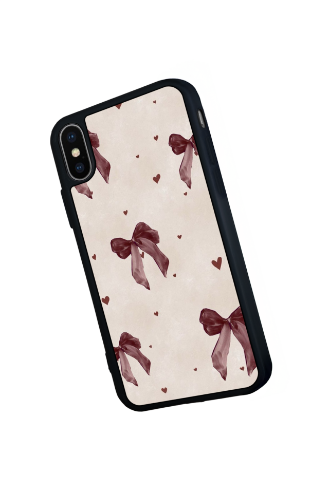 iPhone X/ XS Uyumlu Kurdele Tasarımlı Glossy Premium Kılıf