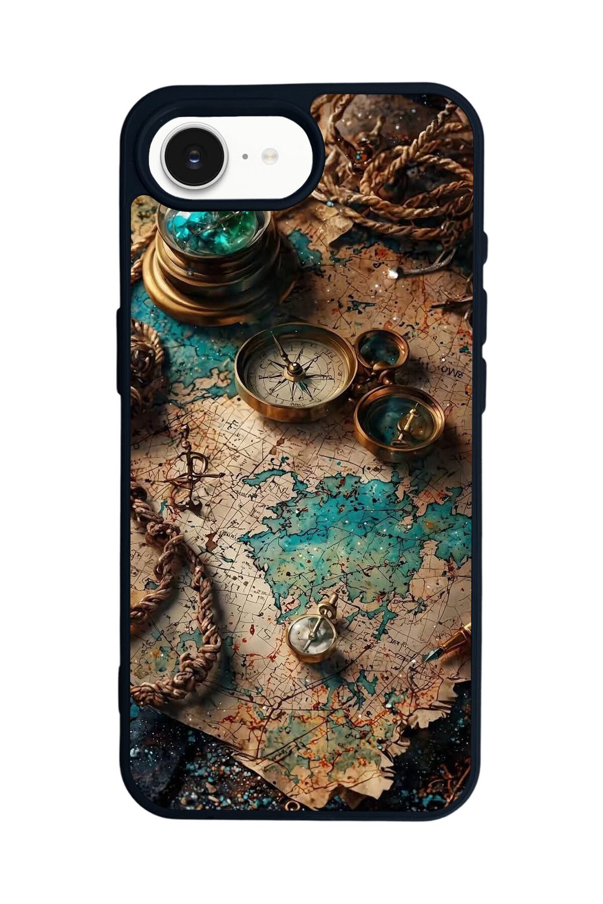 iPhone 16E Uyumlu Harita Tasarımlı Glossy Premium Kılıf
