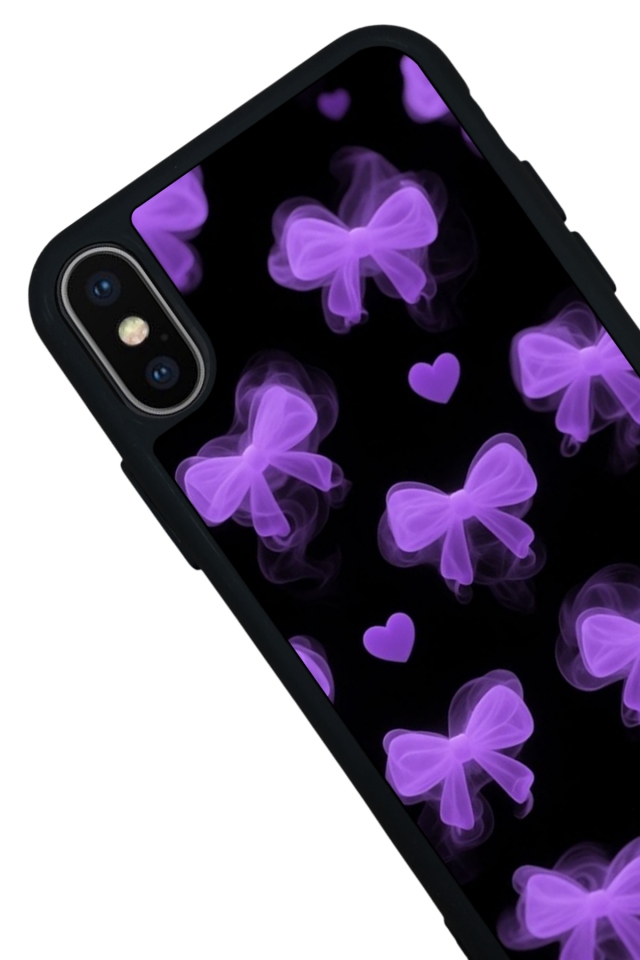 iPhone X/ XS Uyumlu Kurdele Tasarımlı Glossy Premium Kılıf