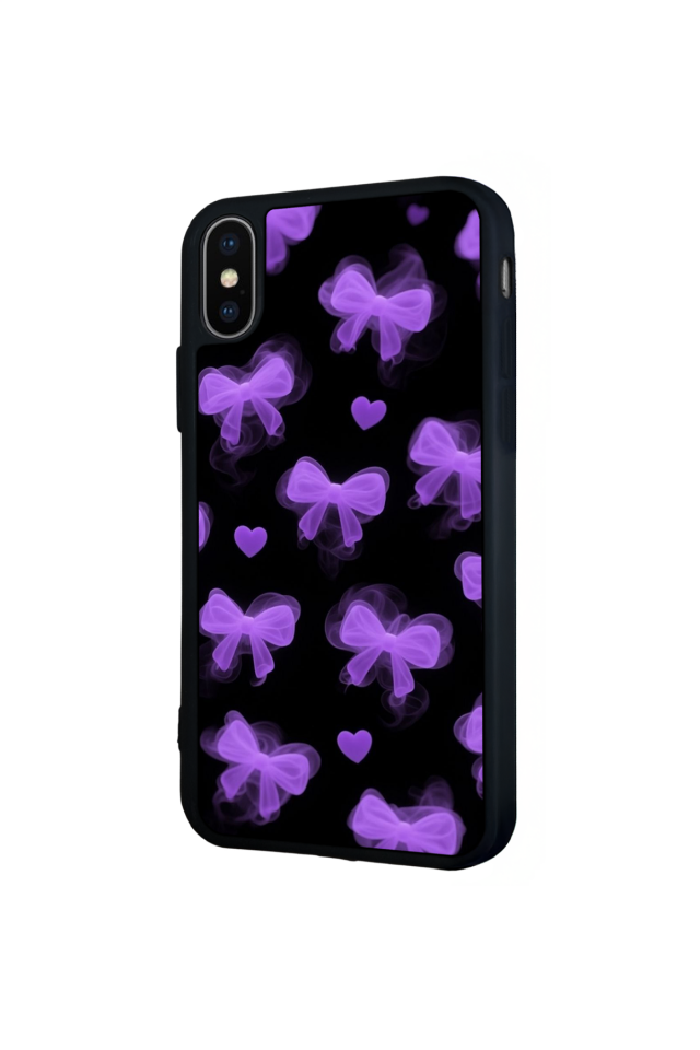 iPhone X/ XS Uyumlu Kurdele Tasarımlı Glossy Premium Kılıf