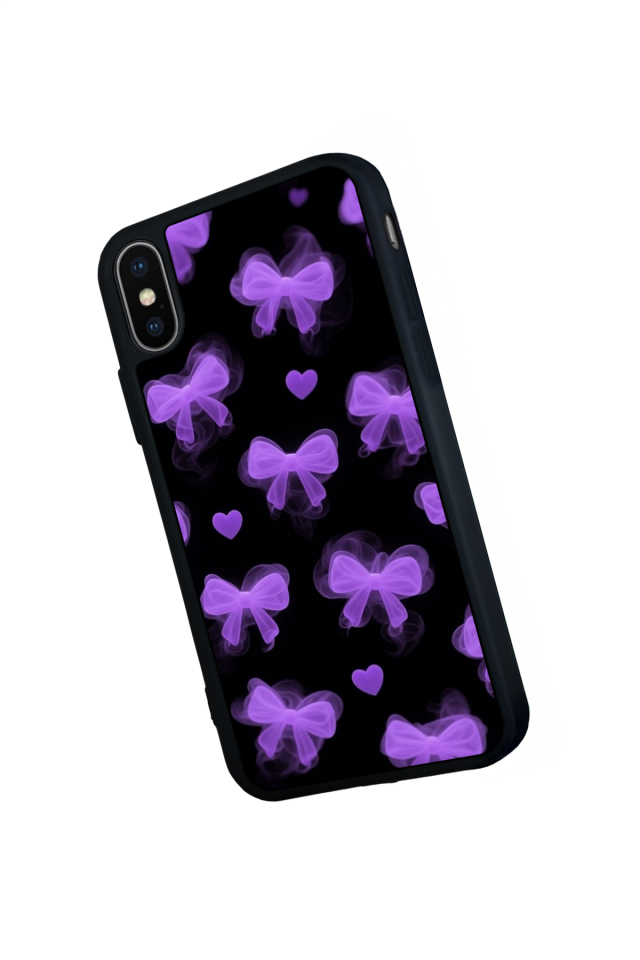 iPhone X/ XS Uyumlu Kurdele Tasarımlı Glossy Premium Kılıf