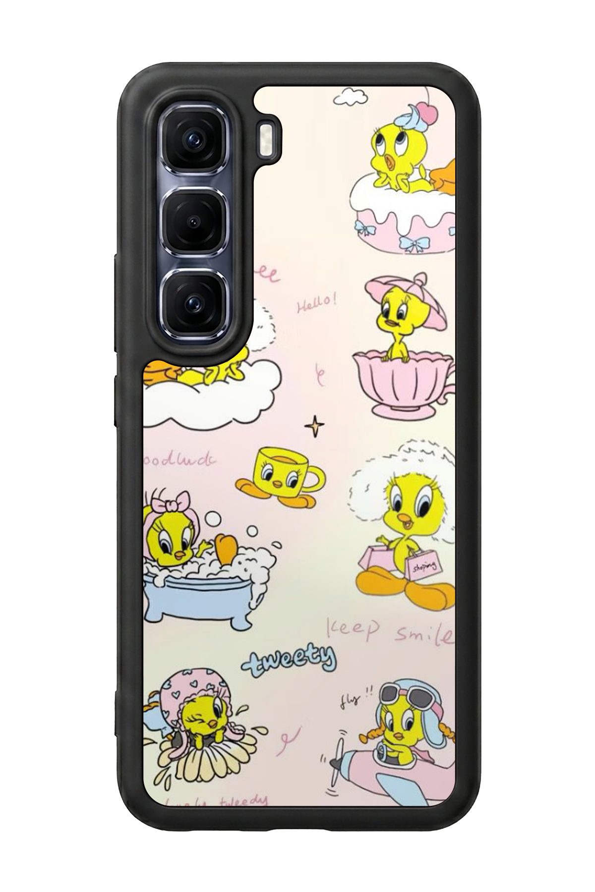 Infinix Hot 60 Pro Plus Uyumlu Tweety Tasarımlı Glossy Premium Kılıf